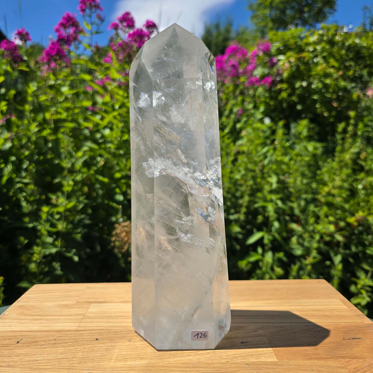 Bergkristall, Quarz, Obelisk geschliffen - 26x9x7 cm - Nr 126