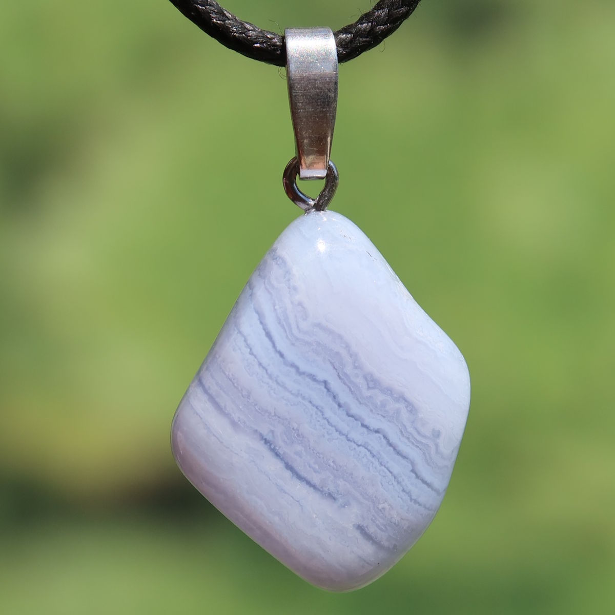 Chalcedon blau gebändert Anhänger - Ausdruck und Kommunikation - Unikat Nr. 15