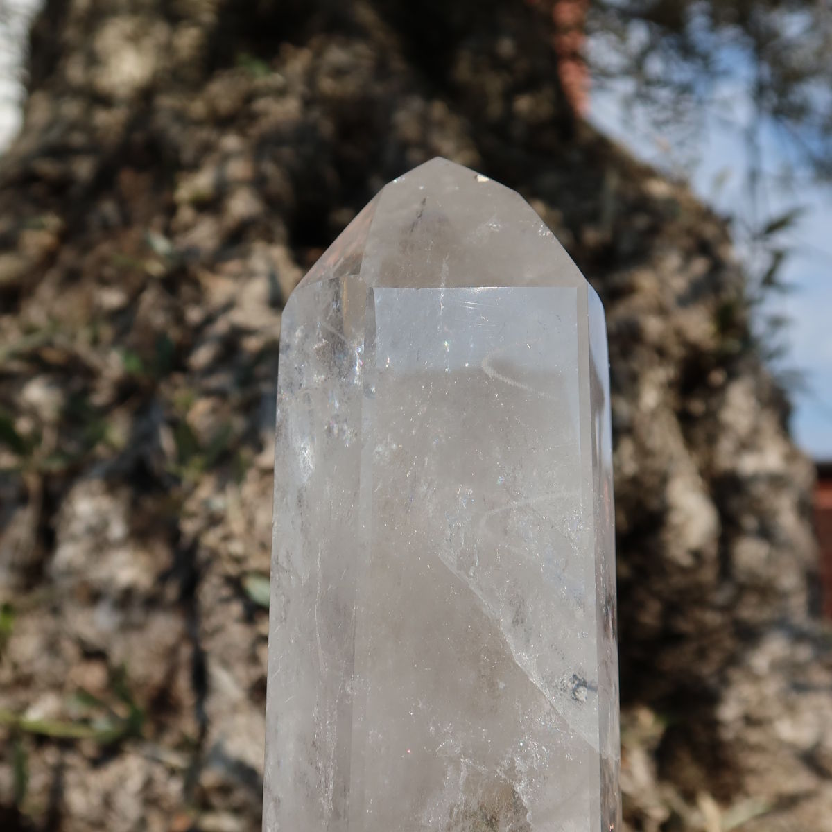 Bergkristall, Quarz, Obelisk geschliffen UNIKAT Nr. 1, natürlicher Quarz poliert, einzigartiges Dekorationsstück