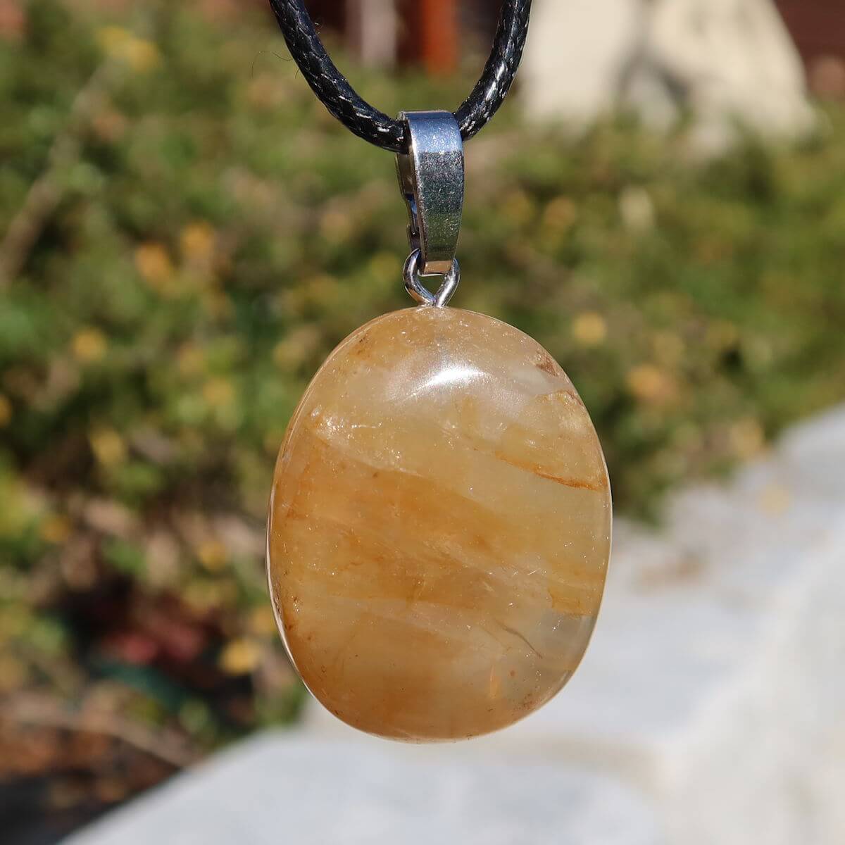 Limonit Quarz Anhänger - Golden Healer - Lebensfreude - Nr. 28, klarer Quarz mit goldbraunen Einschlüsse, einzigartiges Design