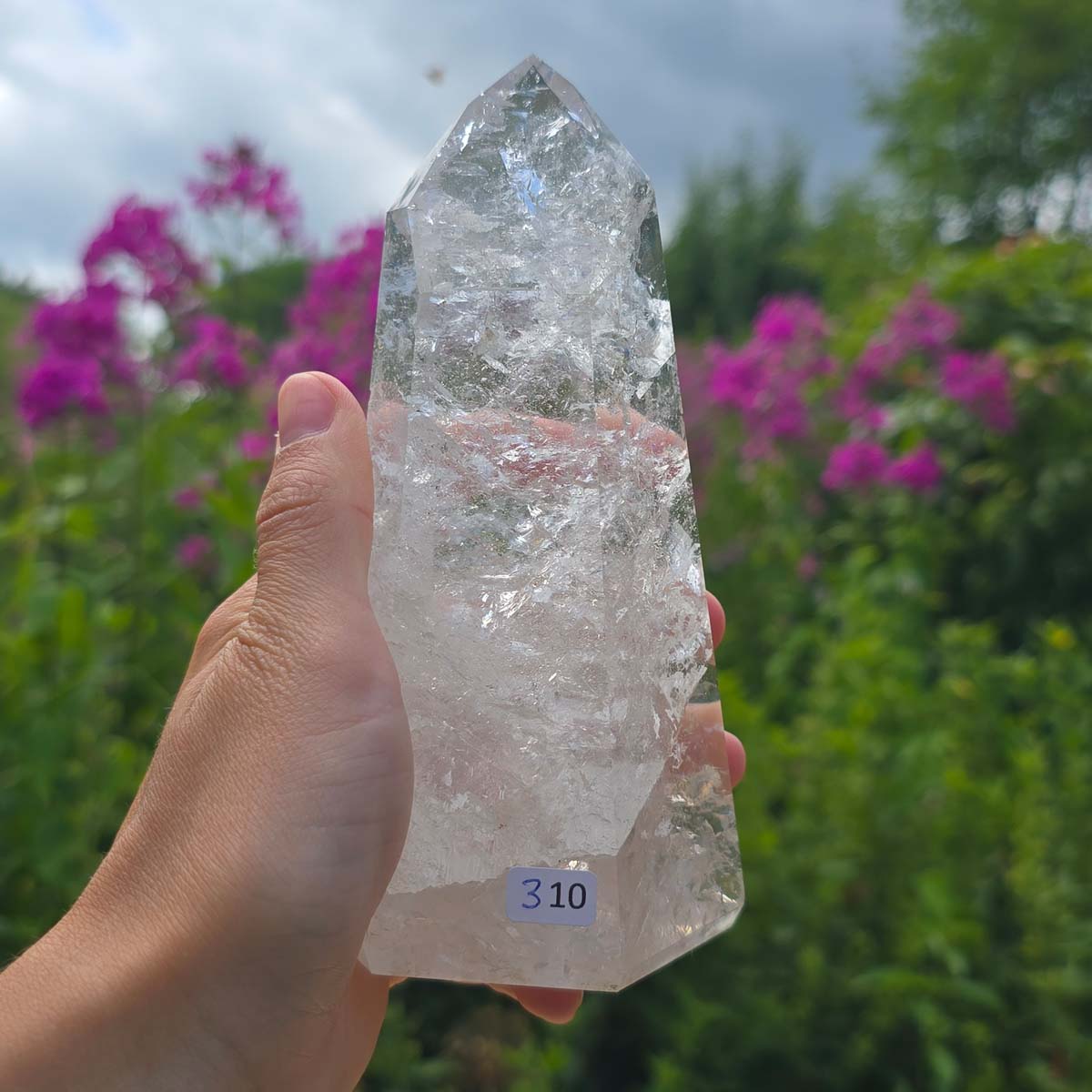 Bergkristall, Quarz, Obelisk geschliffen - 14x7x5 cm - Nr 310