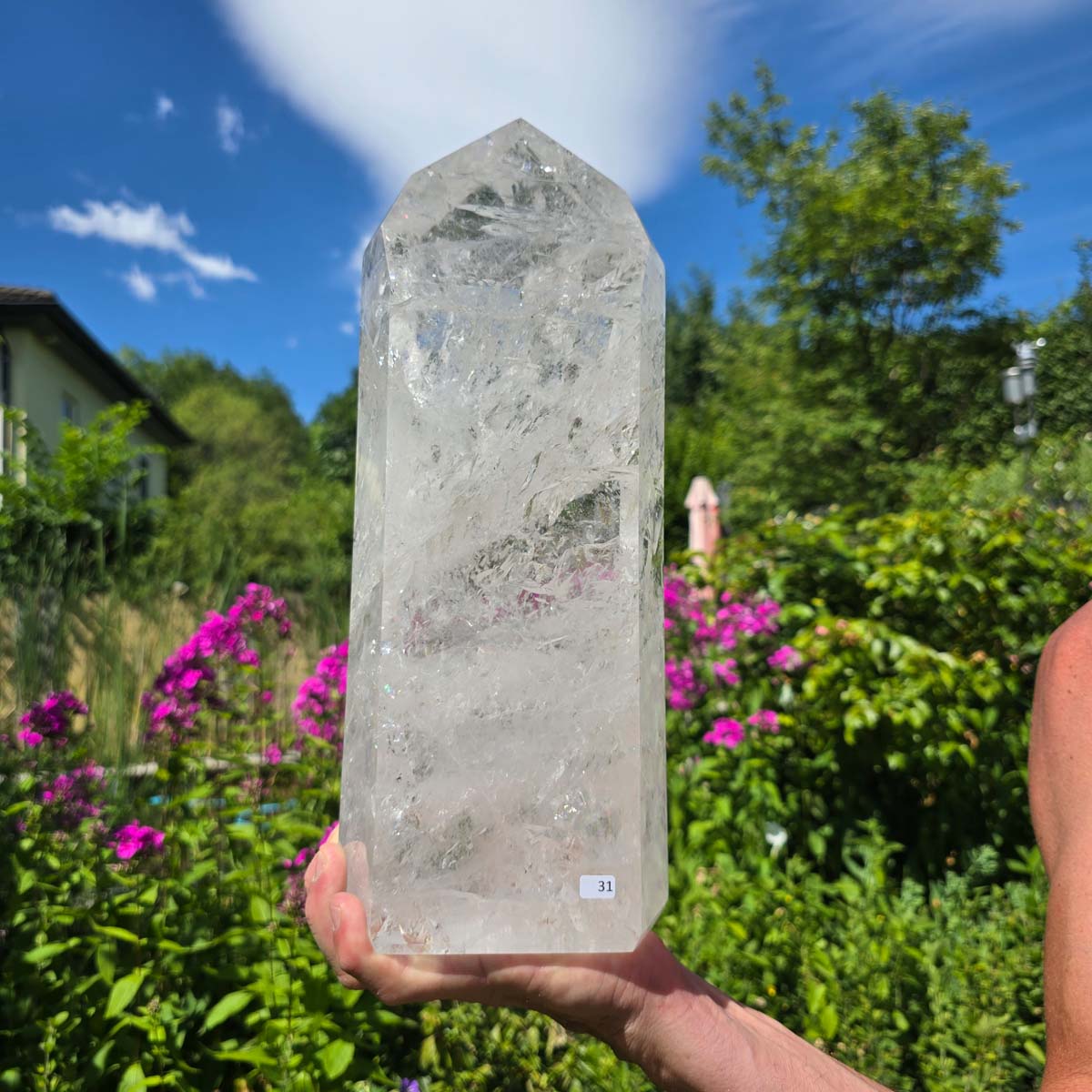 Bergkristall, Quarz, Obelisk geschliffen - 34x14x9 cm - Nr 31