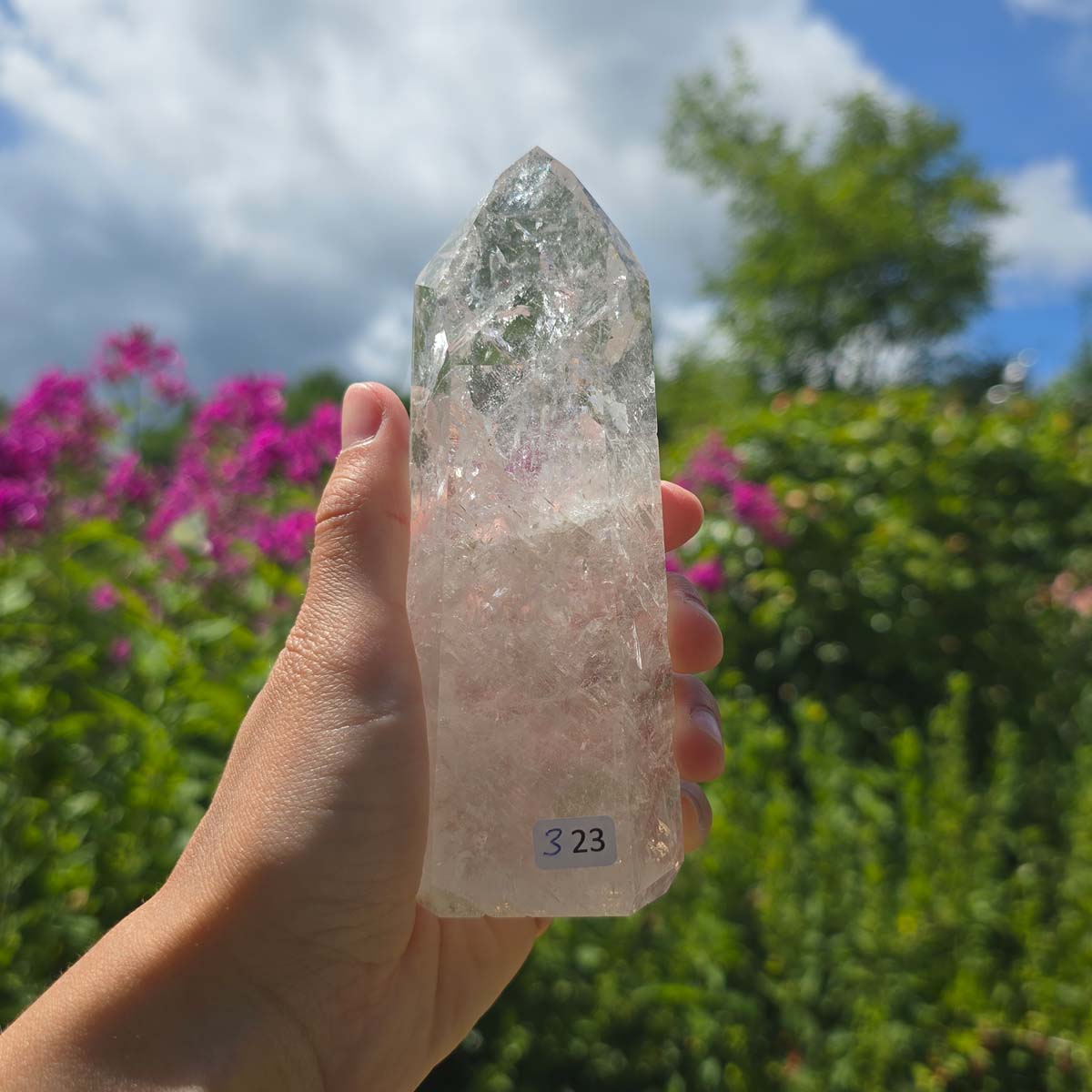 Bergkristall, Quarz, Obelisk geschliffen - 13x5x3 cm - Nr 323
