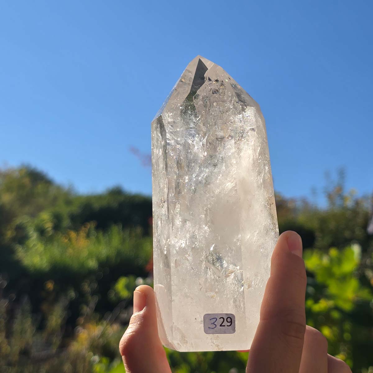 Bergkristall, Quarz, Obelisk geschliffen - 14x6x5 cm - Nr 329