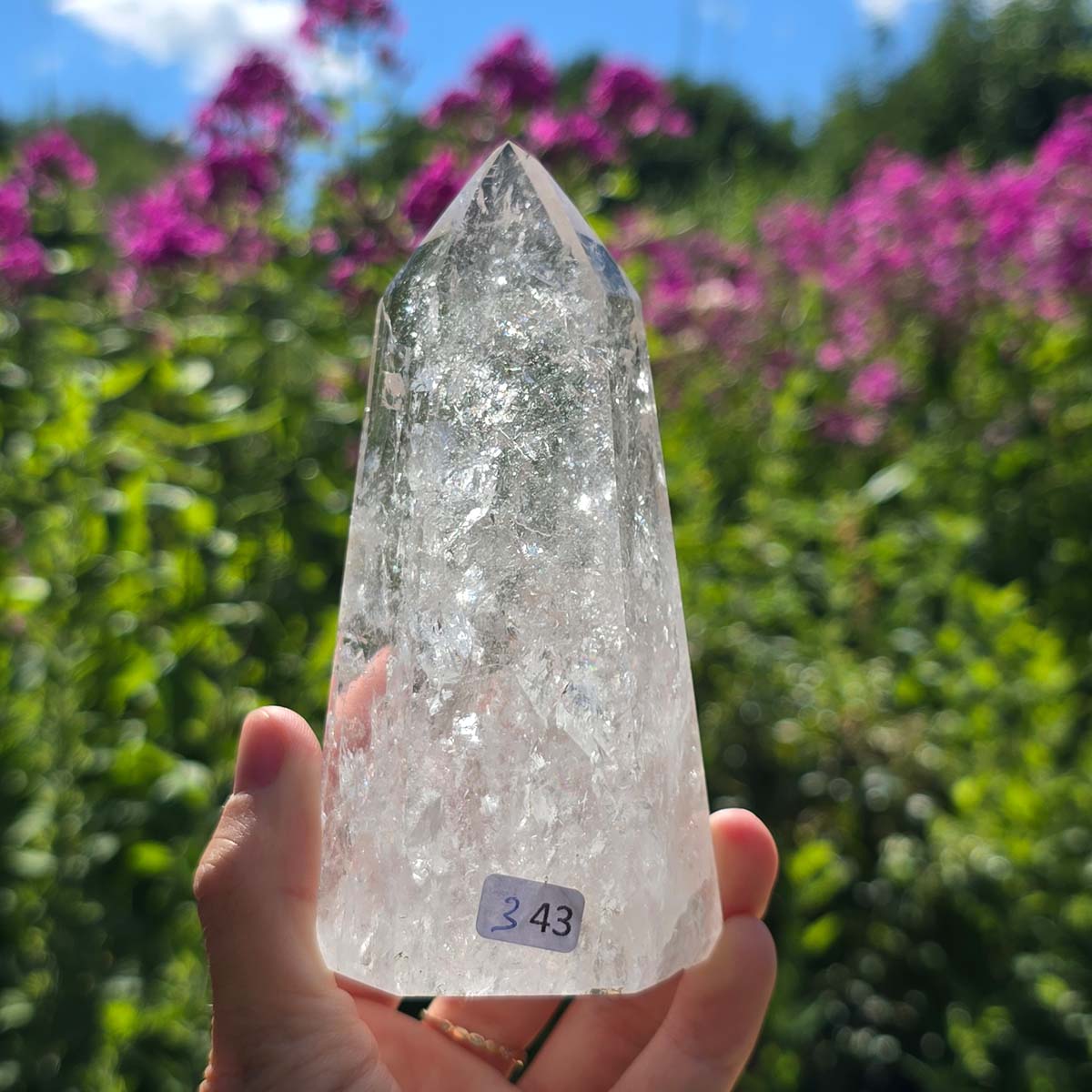 Bergkristall, Quarz, Obelisk geschliffen - 11x6x5 cm - Nr 343