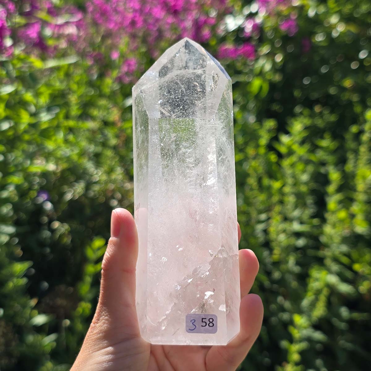 Bergkristall, Quarz, Obelisk geschliffen - 14x5x4 cm - Nr 358