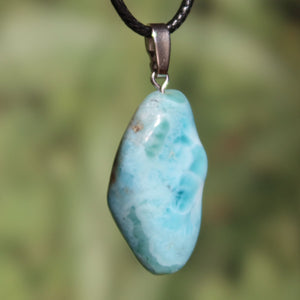 Echter Larimar Anhänger mit Silberschlaufe 36mm - erweiterte Wahrnehmung und Schutz - Nr. 3.