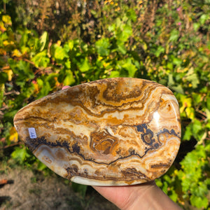 Aragonit Stein Schale - (Onyxmarmor) - 20x13x4cm - handgeschliffen und poliert - Nr. 41