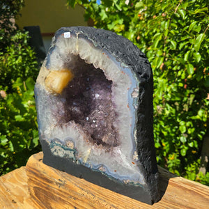Amethyst Druse – Geode - 28x25cm und 14,1kg – Steinwelten OG - Nr. 336 with luminous crystals from Brazil
