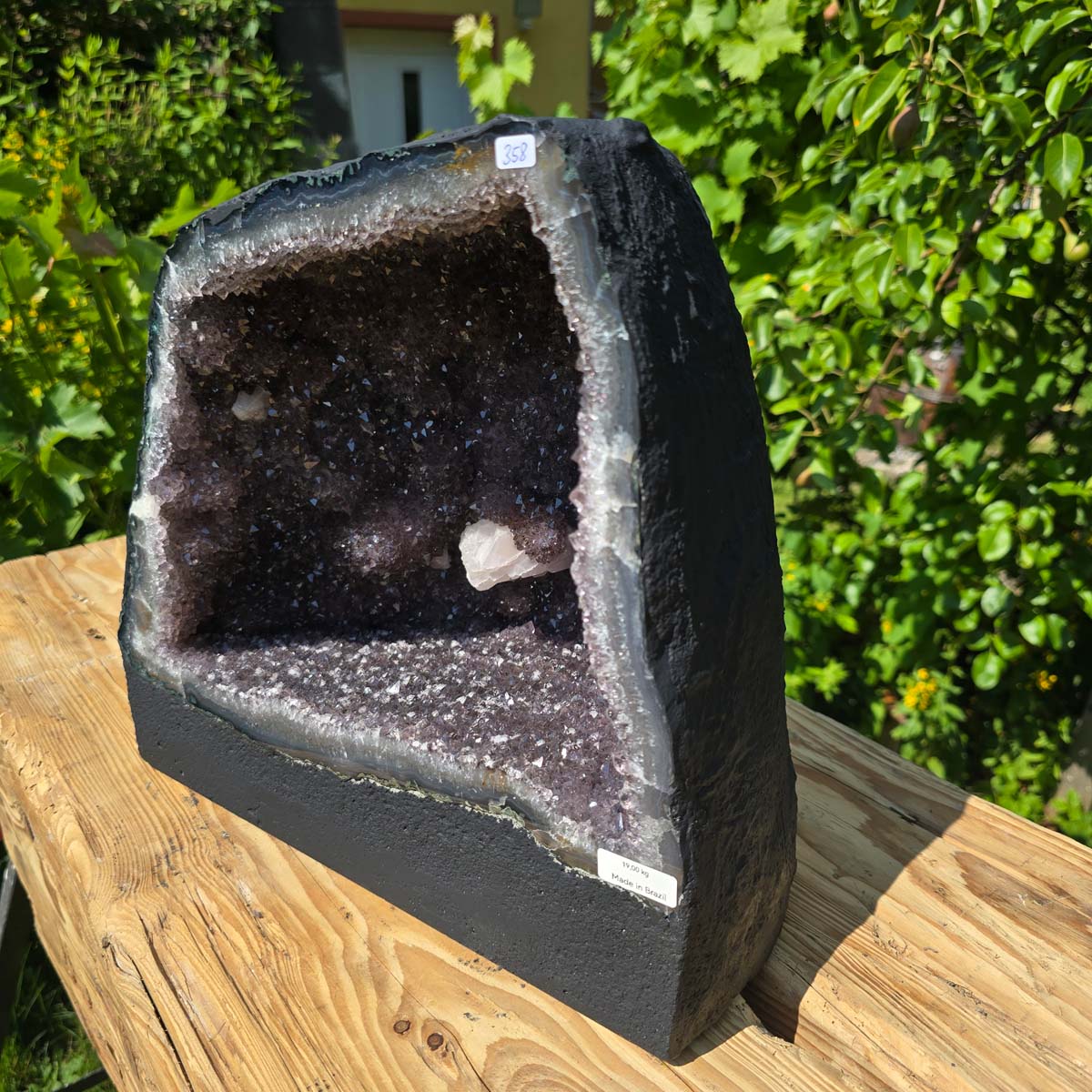 Amethyst Druse – Geode - 31x32x22cm und 19kg – Steinwelten OG - Nr. 358, einzigartiger Schmuck für stilvolle Innenräume