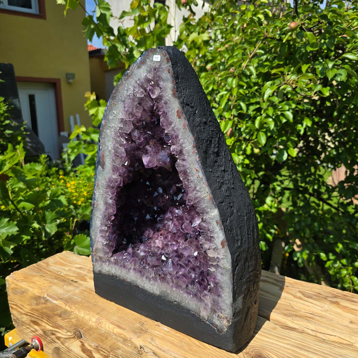 Amethyst Druse – Geode - 50x35x20cm und 37,6kg – Steinwelten OG - Nr. 99 im stilvollen Wohnambiente, einzigartiges Schmuckstück