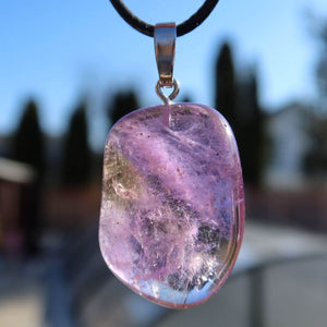 Ametrin Anhänger mit Silberöse, einzigartiger violett-goldener Farbverlauf, Unikat Nr. 13