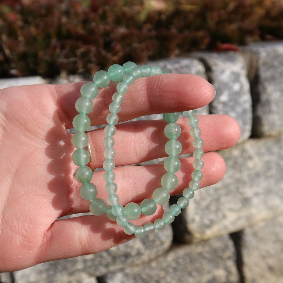 Aventurine green gemstone bracelet for slim wrists in variants 4-6 or 8mm