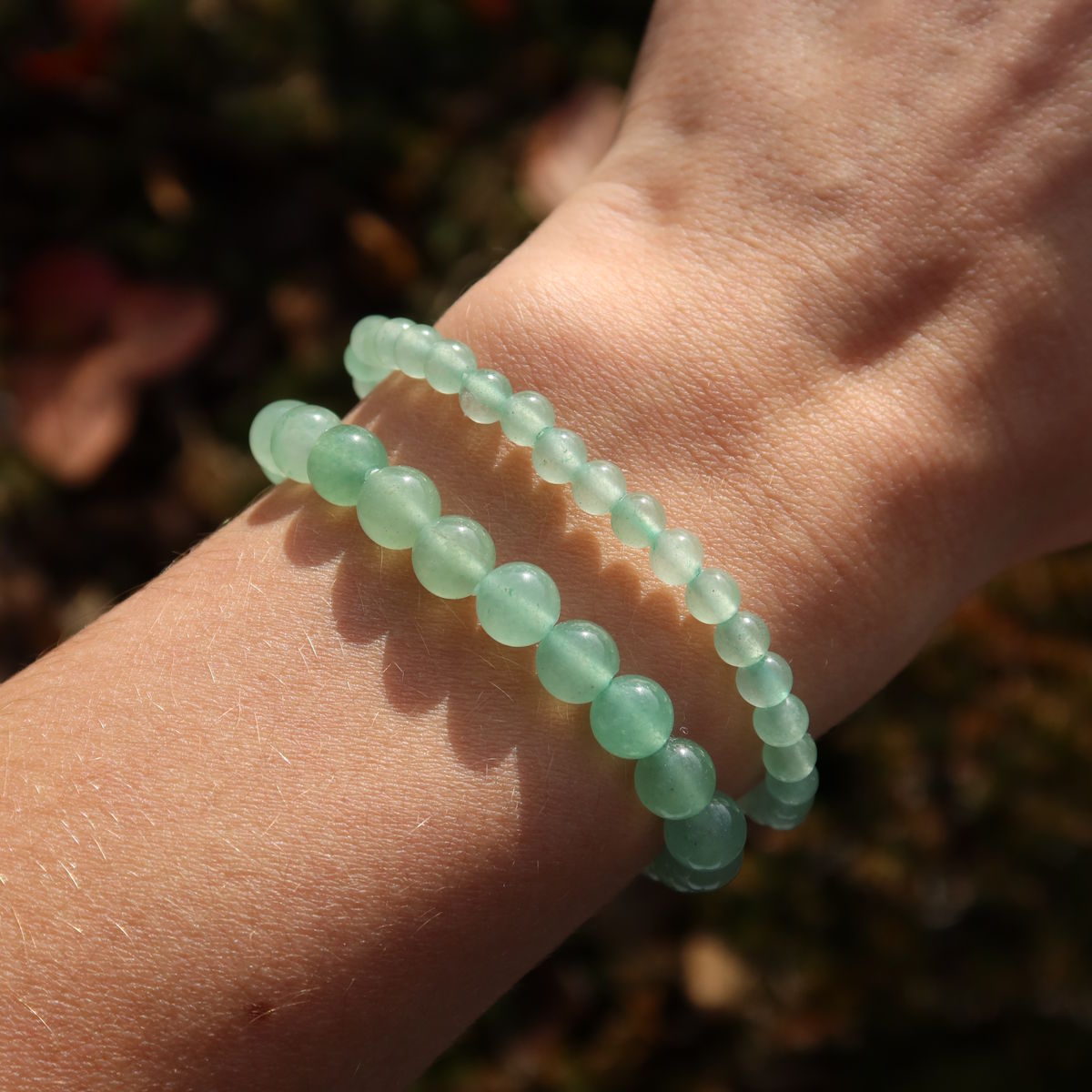 Aventurine green gemstone bracelet for slim wrists in variants 4-6 or 8mm