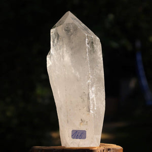 Bergkristall Quarz Kristallspitze Unikat Nr. 166, 13x5 cm, geschliffen für perfekte Klarheit und Meditation, hergestellt in Brasilien.