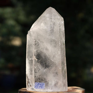 Bergkristall Quarz Kristallspitze Unikat Nr. 176, geschliffen, 12x5 cm, ideal für Meditation und Klarheit, aus Brasilien.