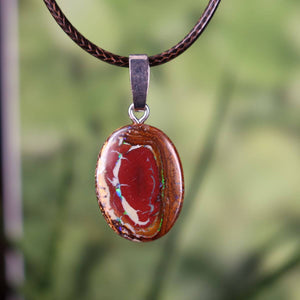 Boulder Opal Anhänger - Unikat Nr. 18 - Handgeschliffen - Echter Edelstein mit massiver Silberschlaufe - Größe 22x17mm - Freude und Leichtigkeit