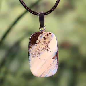 Boulder Opal Anhänger - Unikat Nr. 47 - Handgeschliffen - Echter Edelstein mit massiver Silberschlaufe - Größe 31x20mm