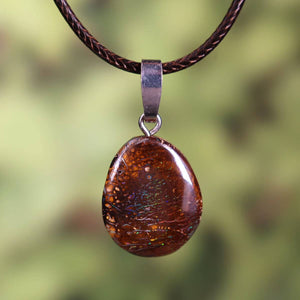 Boulder Opal Anhänger - Unikat Nr. 49 - Handgeschliffen - Echter Edelstein mit massiver Silberschlaufe - Größe 20x16mm - Schmuck