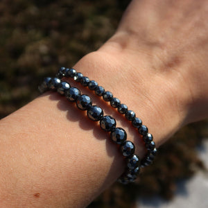 Hämatit facettiert Edelstein Armband - 1 Stück - in Varianten 4-6 oder 8mm