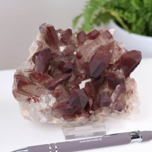 Seltene Hämatit Quarz Bergkristall Stufe Eisenquarz aus Marokko, 13x10x7cm, intensive Farbe und außergewöhnliche Qualität, Steinwelten kaufen