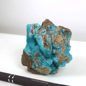 Hemimorphit Rohstein mit kräftigen türkisblauen Farben und natürlicher Kristallstruktur, 6x8x4 cm, Sammlermineral Unikat Nr. 6