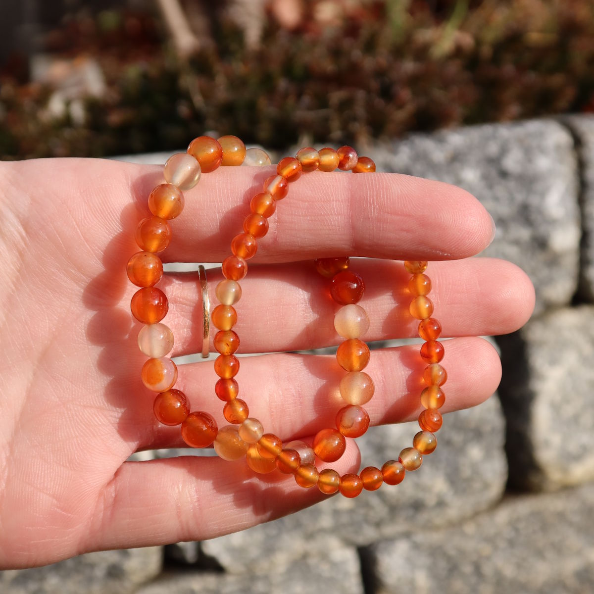 Carnelian gemstone bracelet for slim wrists in variants 4-6 or 8mm