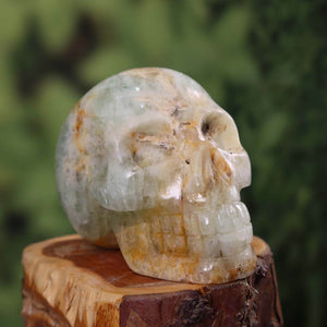 Echter Aquamarin Kristallschädel, handgefertigt, außergewöhnliche Form, 9x7 cm, Steinwelten, online kaufen.