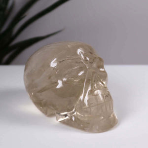 Echter Citrin Kristallschädel, handgefertigt, 9x6 cm, Totenkopf aus Natur Stein, einzigartig in Optik und Farbe, Steinwelten Nr. 124.