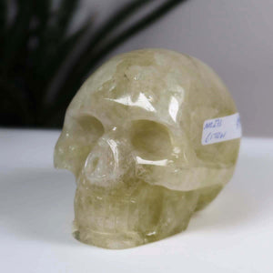 Handcrafted Citrine Crystal Skull, 8x6 cm, unique mineral gemstone sculpture for sale - Mineralien und Edelsteine online kaufen.
