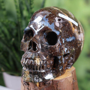Handcrafted large crystal skull made from natural stone, 12x9 cm gemstone, unique decor piece, buy crystal skull online.