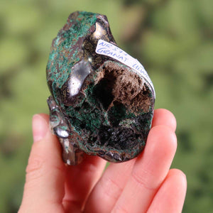Handcrafted Uwarowite Garnet Crystal Skull, Unique Design, Collector's Item, Held in Hand, Number 377, 5x6 cm