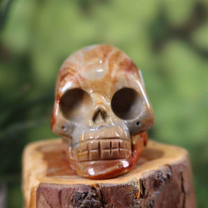 Handcrafted Jasper Crystal Skull, unique design, collector's piece, 7x6 cm, Steinwelten, buy online.