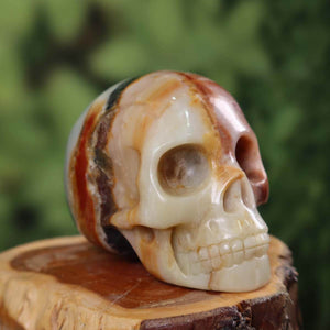 Handcrafted jasper crystal skull 7x6 cm, unique gemstone art from Steinwelten, available online