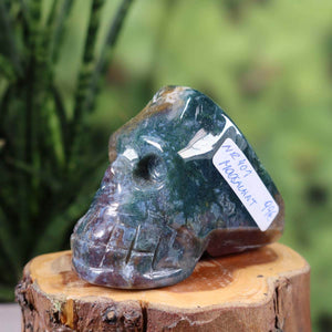Moosachat Kristall Schädel handgefertigt - außergewöhnliche Form - Sammlerstück – Skull - 7x5 cm Nr. 401
