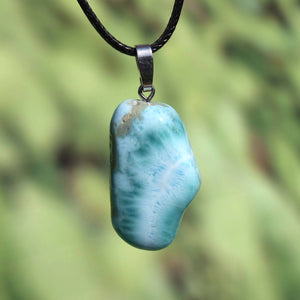Echter Larimar Anhänger mit Silberschlaufe, 35mm, einzigartiges Design, erweiterte Wahrnehmung und Schutz, Unikat Nr. 14