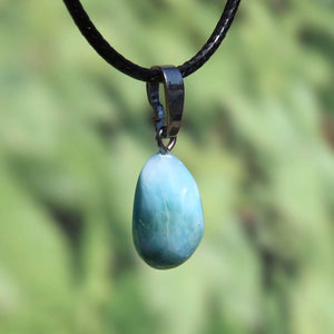 Echter Larimar Anhänger mit Silberschlaufe, 18mm UNIKAT Nr.5, edler blauer Edelstein, stilvolles Schmuckstück, Natur aus der Dominikanischen Republik