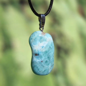 Echter Larimar Anhänger mit Silberschlaufe, 35mm, einzigartiger Larimar Schmuck aus der Dominikanischen Republik, UNIKAT Nr. 7.