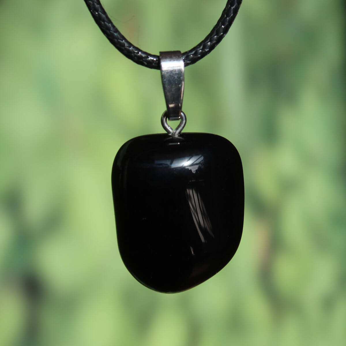 Regenbogenobsidian Anhänger - Intuition und Blockaden lösen - Nr. 13, schwarzer Obsidian mit Farbreflexen auf Lederkette