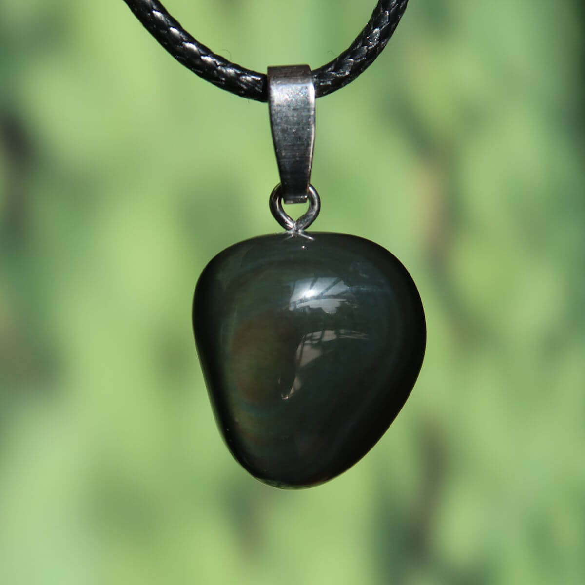 Regenbogenobsidian Anhänger - Intuition und Blockaden lösen - Nr. 16 mit farbigen Schimmern, Obsidian Schmuckstück.