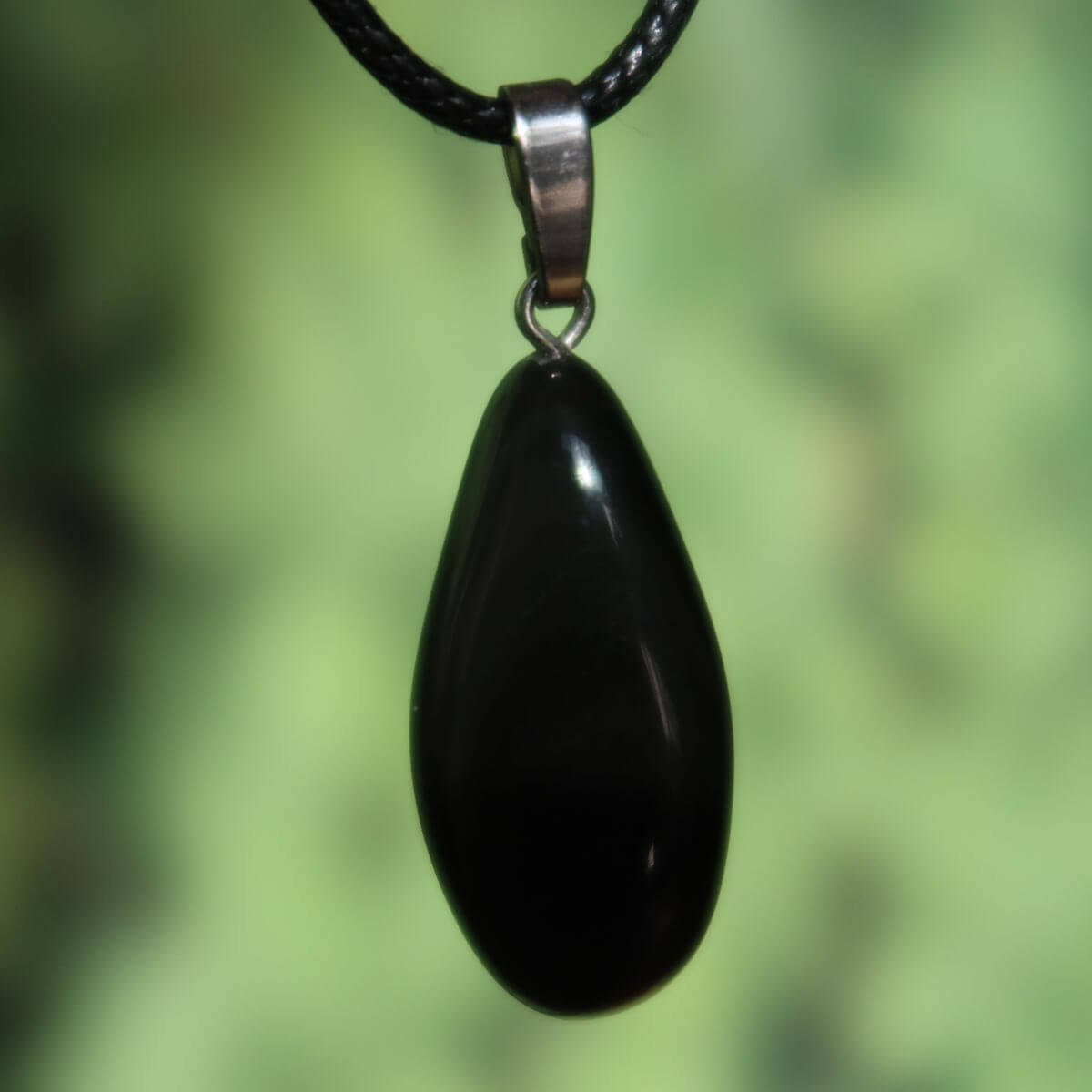 Regenbogenobsidian Anhänger - Intuition und Blockaden lösen - Nr. 21, schwarz mit Farbspiel, Obsidian