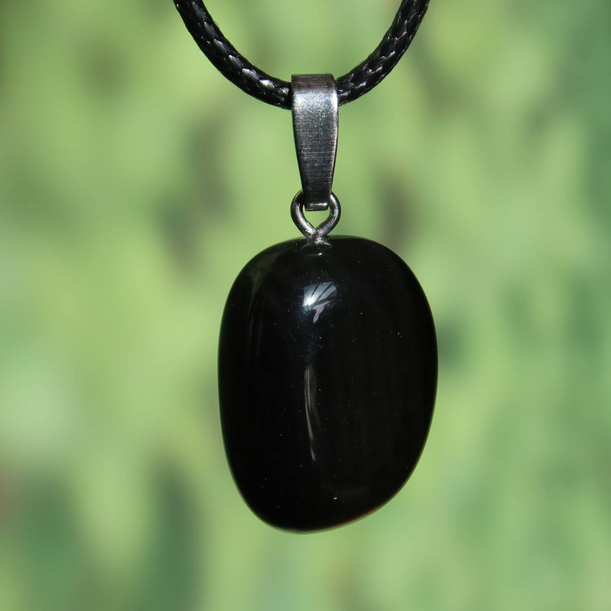 Regenbogen Obsidian Anhänger - Intuition und Blockaden lösen - Nr. 24, schwarzer Schmuckstein mit Farbspielen, Obsidian Halskette