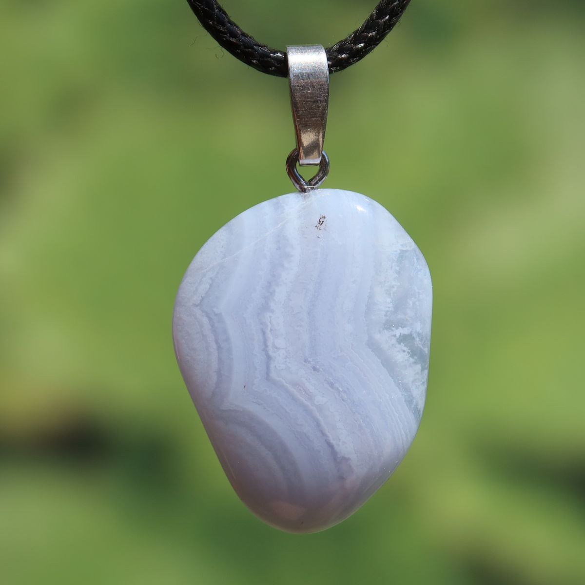 Chalcedon blau gebändert Anhänger - Ausdruck und Kommunikation - Unikat Nr. 27