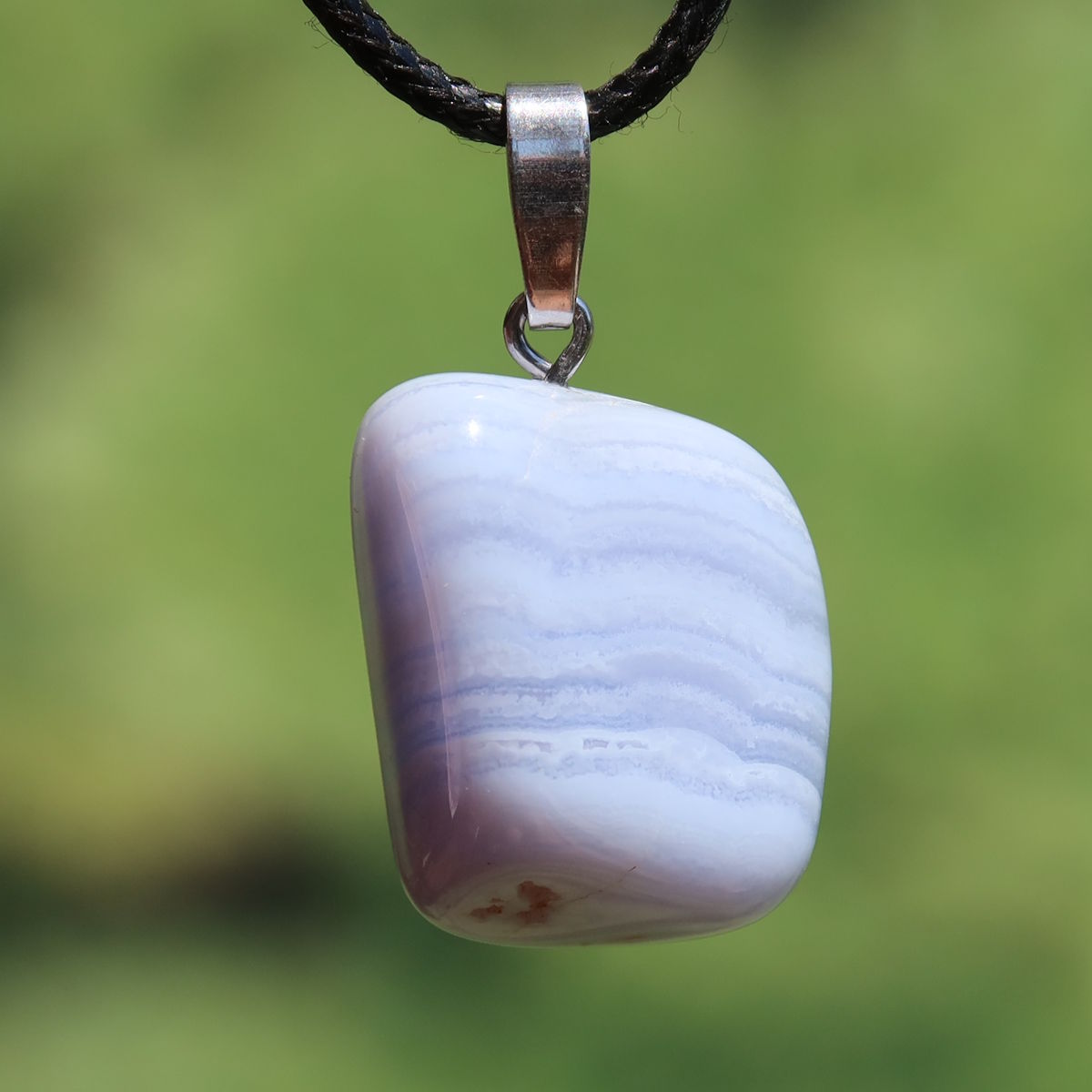 Chalcedon blau gebändert Anhänger - Ausdruck und Kommunikation - Unikat Nr. 16