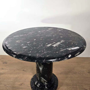 Couchtisch mit Orthoceras und Ammoniten - Fossilien Naturstein - Nr.9, eleganter Tisch aus echtem Fossilien-Naturstein.
