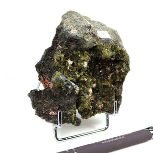 Unbearbeitete Epidot Kristall Stufe aus Marokko zur Schau gestellt, ideal für Mineraliensammler Nr. 21, 10x8x4 cm.