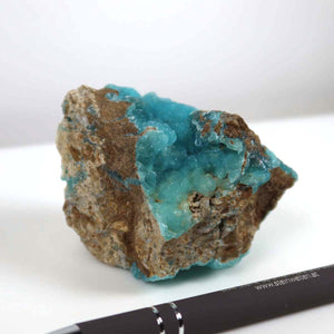 Natürliches Hemimorphit Rohstein mit türkisblauen Kristallen, 5x4x5 cm, Sammlermineral, Unikat Nr. 11, einzigartig und unverfälscht.