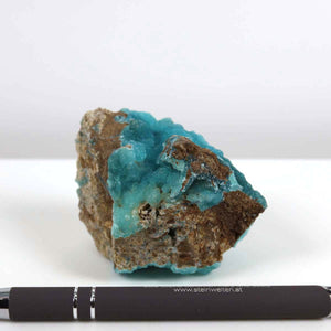 Hemimorphit Rohstein in kräftigem Türkisblau mit natürlicher Kristallstruktur, 5x4x5 cm, Sammlermineral Unikat