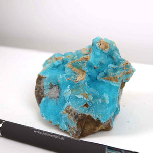 Hemimorphit Rohstein mit türkisblauen Farben, natürlicher Sammlermineral, 6x5x6 cm, faszinierende unbehandelte Kristallstruktur