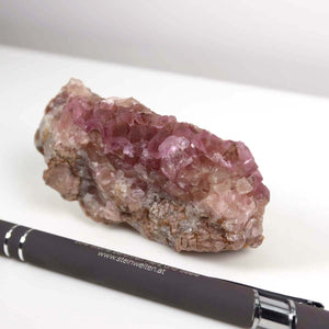 Kobalt Calcit Rohstein 8x5x2 cm aus Marokko, intensiv pinke Kristallstruktur, unverarbeitet, naturbelassen für Mineralien-Sammler
